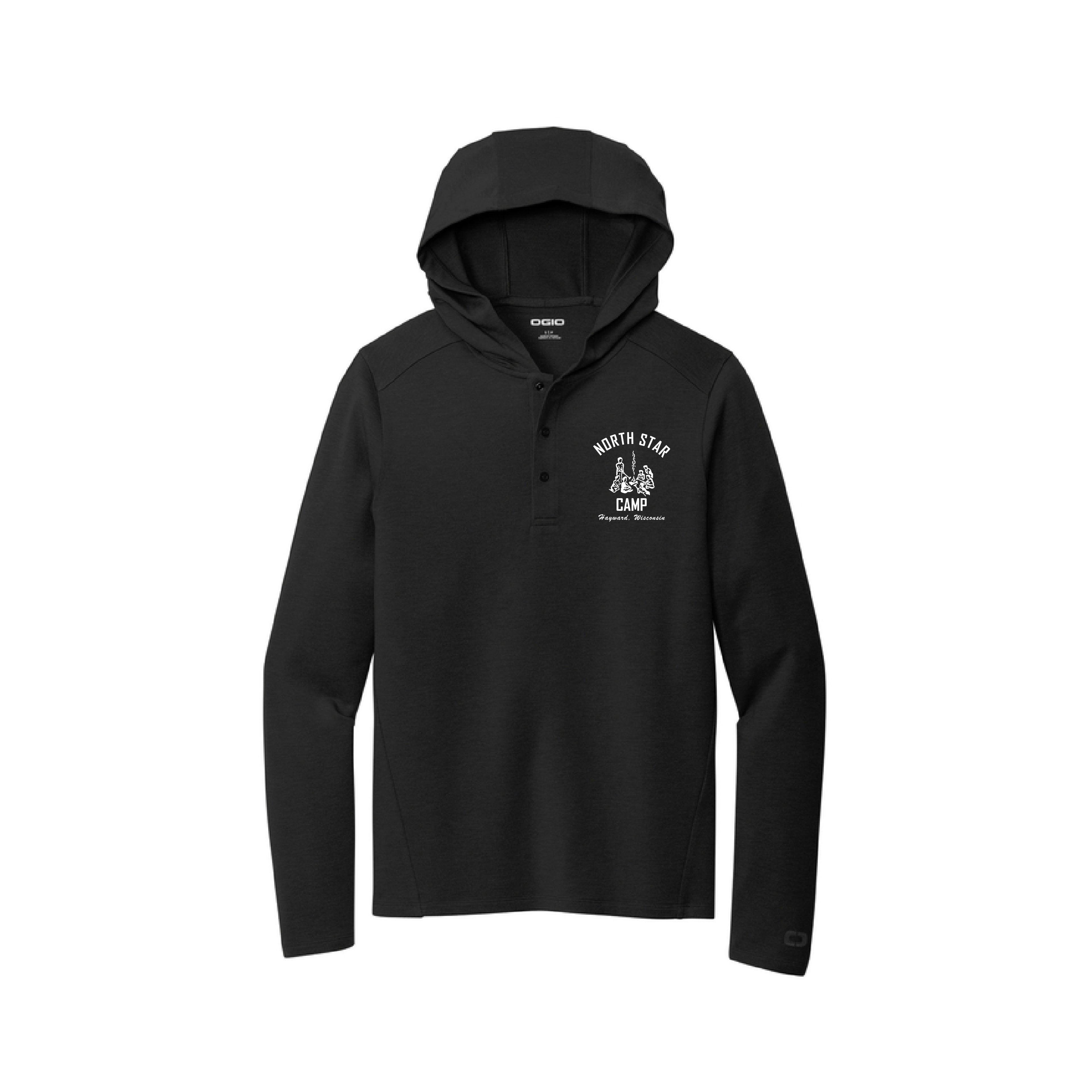 North Star - Black OGIO Luuma Flex Hooded Henley